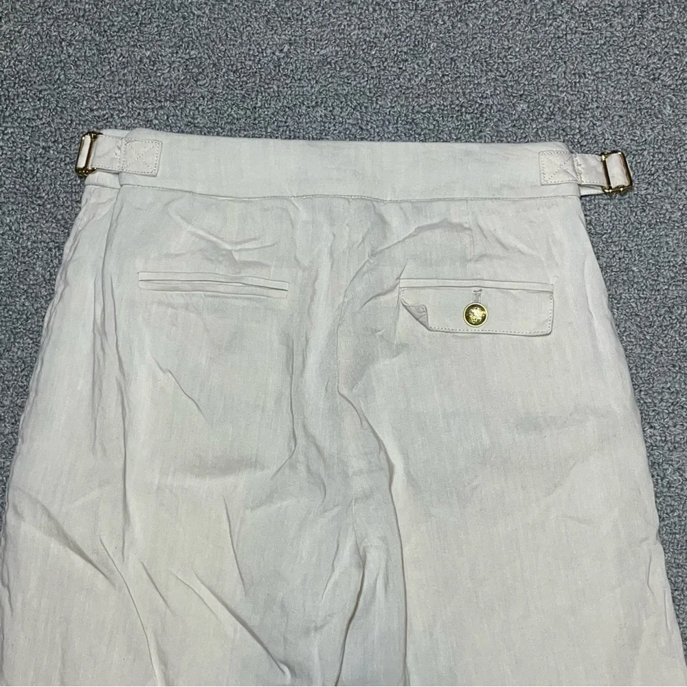 J Crew Linen Blend Mario Bellucci Pants Womens Size 2 Tan Italian Straight Leg - Picture 11 of 12